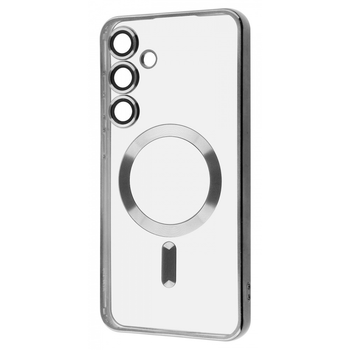 Чохол силіконовий MagSafe WAVE Metal Color Case with Magnetic Ring для Samsung Galaxy S22 Silver