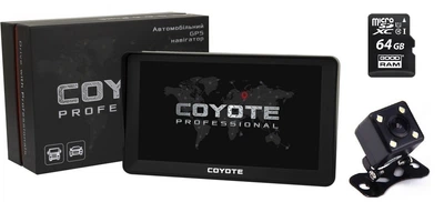 GPS Навигатор COYOTE&nbsp;820 TORR PRO 1gb 16gb на Андроид GPS с Wifi для легкового и грузового транспорта + Камера заднего вида с подсветкой + Карта памяти 64Gb MicroSD
