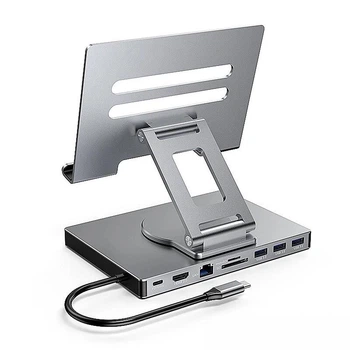 Док-станция 9в1 для планшета/ Steam Deck|iPad|Android (HDMI 4K/Ethernet/ 3хUSB 3.0/ USB-C 100W/3.5мм/SD/TF)