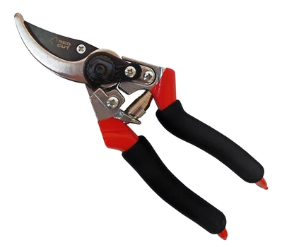 Секатор KROT, тефлонове покриття лез, ручки ПВХ покриття, 200мм "Red Cut" 35-20015