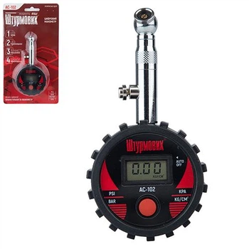 Манометр Штурмовик/AC-102/LCD дисплей/ LED лiхтар/psi-bar-кg/см2-kpa/0~10