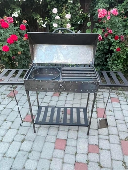 Мангал 3 мм на 12 шампурів з кришкою, решіткою-гриль та підставкою під казан