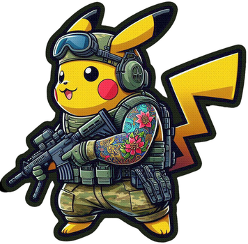 Военный шеврон Shevron.patch боевой покемон Пикачу с автоматом (POKEMON9)