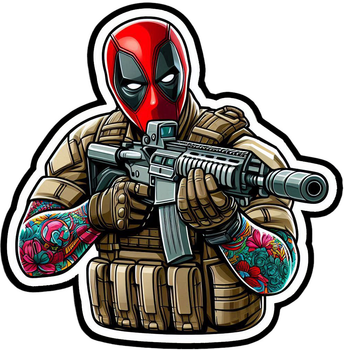 Військовий шеврон Shevron.patch Дедпул з автоматом на липучках (DEADPOOL1)