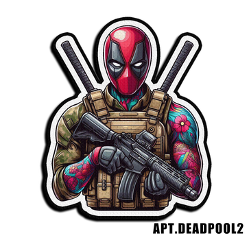 Военный шеврон Shevron.patch Дэдпул с автоматом тактический на липучках (DEADPOOL2)