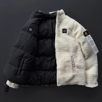 Двостороння зимова чоловіча куртка Stone Island L Чорний (KP-10)