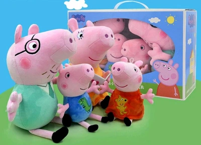 В коробке Набор мягких игрушек Свинка Пеппа «Семья Пеппы» Peppa Pig 15-20см (Пеппа Джордж Папа Мама)