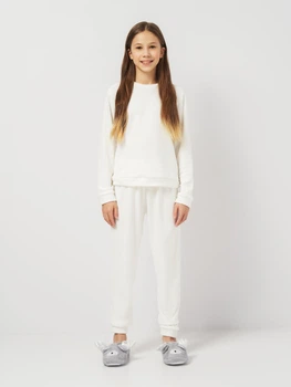 Детская теплая велюровая пижама для девочки Minoti 20pj41 41563JNR 104-110 см Белая (5063025374230)