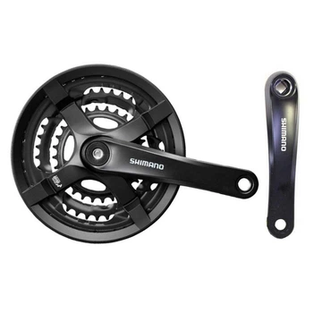 Шатун велосипедный Shimano 28/38/48T, под квадрат, черный