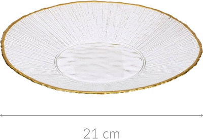 Talerz Home Styling Collection Datura szklany deserowy ze złotą obwódką Ø 21 cm (8721037049290)