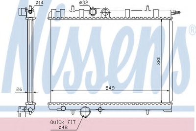 Радиатор PT 206(98-)2.0 и 16V(+)[OE 1330.59] Nissens (63697)