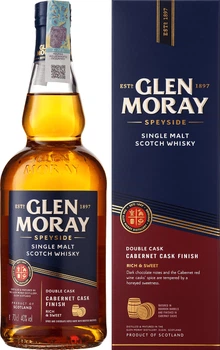 Віскі Glen Moray Cabernet Cask Finish 6 років витримки 0.7 л 40% у подарунковій коробці (5060116322231)