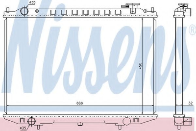 Радіатор NS KING CAB D22(98-)2.5 TD(+)[OE 21410-VK505] Nissens (68721)