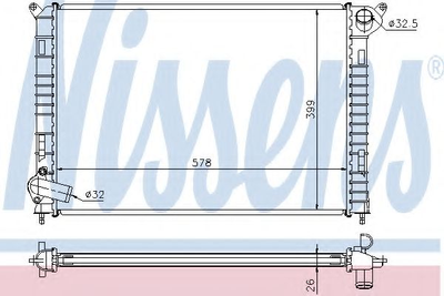 Радиатор MINI R52(04-)COOPER 1.6(+)[OE BTP 5763] Nissens (69703A)