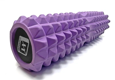 Массажный ролик EasyFit Solid Grid Roller 45 см v.2.2s фиолетовый (цельнолитой роллер, устойчивый к повреждениям валик, цилиндр, массажер для спины, ног, рук, шеи)