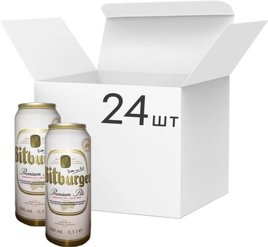 Упаковка пива Bitburger Premium Pils світле фільтроване 4.8% 0.5 л х 24 шт. (4102430002404_41024355)