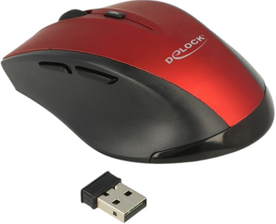 Миша ​​Delock Ergonomic optical Wireless Black/Red (4043619124930)