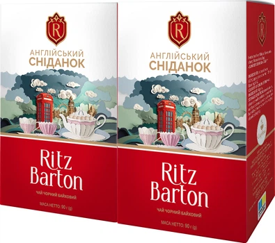 Упаковка чая черного Ritz Barton English Breakfast Байховый 90 г x 2 пачки (4820279611327)