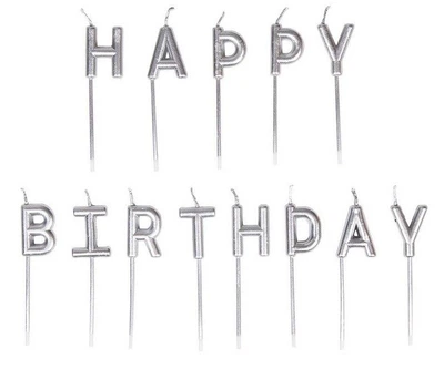 Свечи буквы "HAPPY BIRTHDAY" серебро