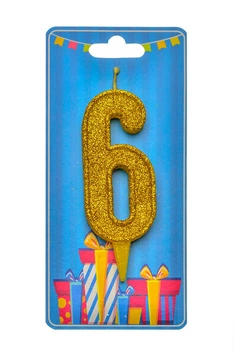 Свічка цифра 6 золото