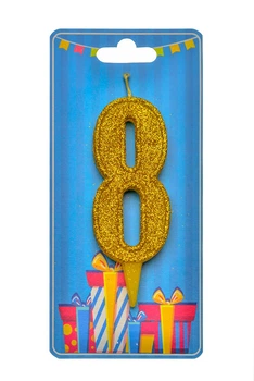 Свічка цифра 8 золото