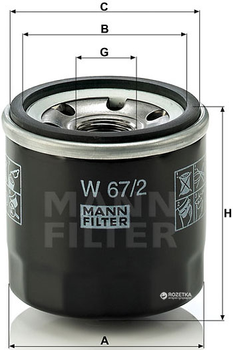 Фильтр масляный MANN W 67/2 - W 67/81