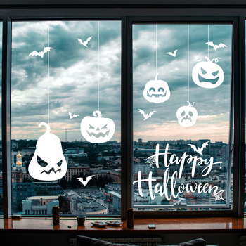 Наклейки на стену Happy Pocket для Хэллоуина Тыквы летучие мыши Happy Halloween Белый Матовый Набор S