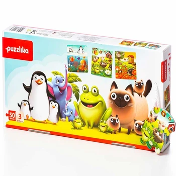 Пазлы 3 в 1 "Любимые животные" 12985 Pazzlika (50 деталей)