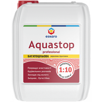 Ґрунтовка зміцнююча Eskaro Aquastop Professional концентрат 1:10 багатоцільова 10л