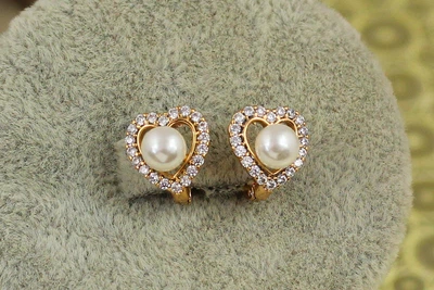 Сережки дитячі Xuping Jewelry сердечко з перлинкою 11 мм золотисті