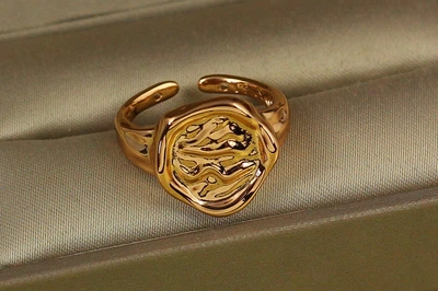 Кольцо Xuping Jewelry раздвижное борозда р 16 золотистое