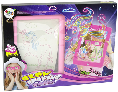 Магнитная доска LEAN Toys Magiczna с подсветкой 3D Розовая (5904204758246)