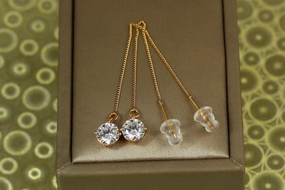 Серьги продевки Xuping Jewelry камешки 8,5 см золотистые