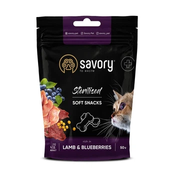 М'які ласощі Savory для здоров'я стерилізованих котів, ягня із чорницями, 50 г (4820232631416)