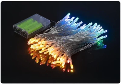 Гірлянда LED на 3-х батарейках 100 лампочок 10 метрів мультиколір (RJ-08)