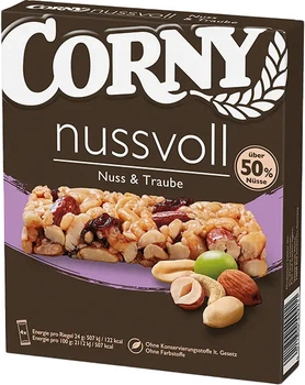 Упаковка злаковых батончиков Corny с орехами и изюмом 24 г х 4 шт (4011800549411)