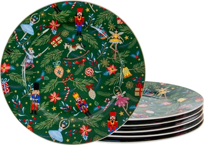 Набор новогодних тарелок Lefard Green Christmas 27 см х 6 шт (922-070)