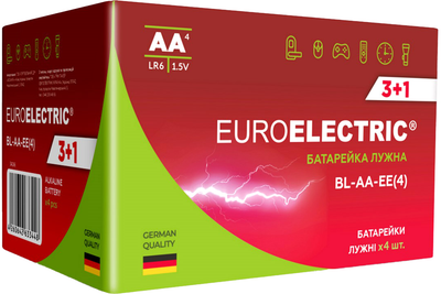 Промо-набор щелочных батареек Euroelectric AA LR6 1.5V 4 шт x 12 blister (BL-AA-EE(4)(12))