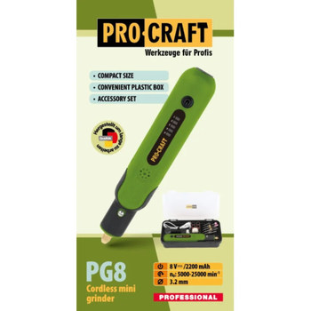 Аккумуляторная гравировальная машина Procraft PG8 с набором насадок