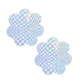 Наклейки на соски та груди з блиском Nipple cover квіти PS-90/11 Сріблясті