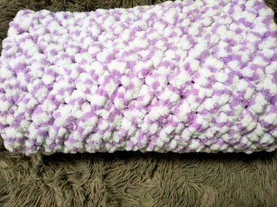 Плед в'язаний дитячий з пряжі Alize Puffy color ручної роботи Handmade