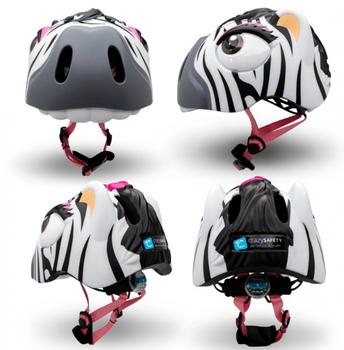 Kask dla dzieci Crazy Safety Zebra 49-55 cm Czarno-biały (0727040594435)