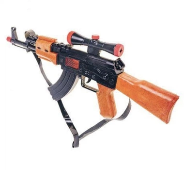 Іграшковий автомат-тріскачка Golden Gun AK-47 світлові та звукові ефекти з гранатою 810