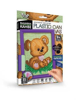 Вышивка на пластиковой канве с багетной рамкой Danko Toys Plastic Canvas: Мишутка PC-01-06