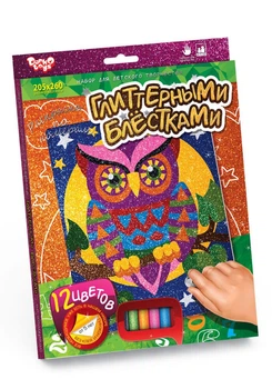 Раскраска глиттером по номерам Danko Toys Сова РГН-02-03