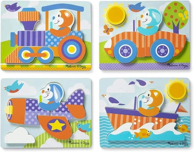 Первые деревянные пазлы 4 в 1 Melissa&Doug "Транспорт" MD30133