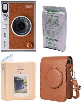 Набір Fujifilm INSTAX MINI EVO Hybrid Brown фотокамера миттєвого друку / картридж 10 фото / чохол коричневий / фотоальбом бежевий