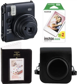 Набір Fujifilm INSTAX MINI 99 Black чорна фотокамера миттєвого друку / картриджі 20 фото / фотоальбом / чохол чорний / ремінець / подарункове пакування