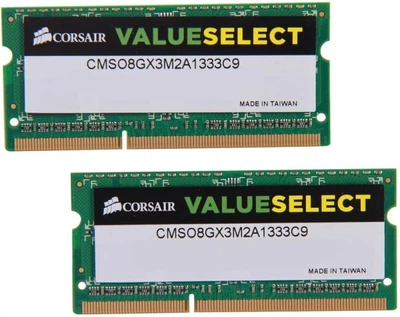Оперативна пам'ять 8 ГБ (2x4), DDR3, для ноутбуків, Corsair (1333 МГц, 1.5 В, CMSO8GX3M2A1333C9) Б/В