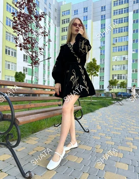Сукня оксамитова з колосками S чорна
